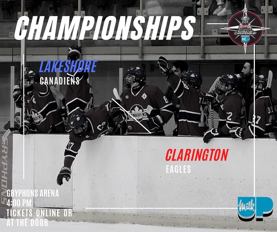Last night, Semi Finals determined that Clarington and Lakeshore would be the two teams battling out in the Championships today, With Lakeshore eliminating Grimsby after a 5:0 loss. Clarington put out Stayner with a final score of 4:1. YOU WON'T WANT TO MISS THIS!! Will you be there?? don't forget to buy tickets at the dorr or online!!